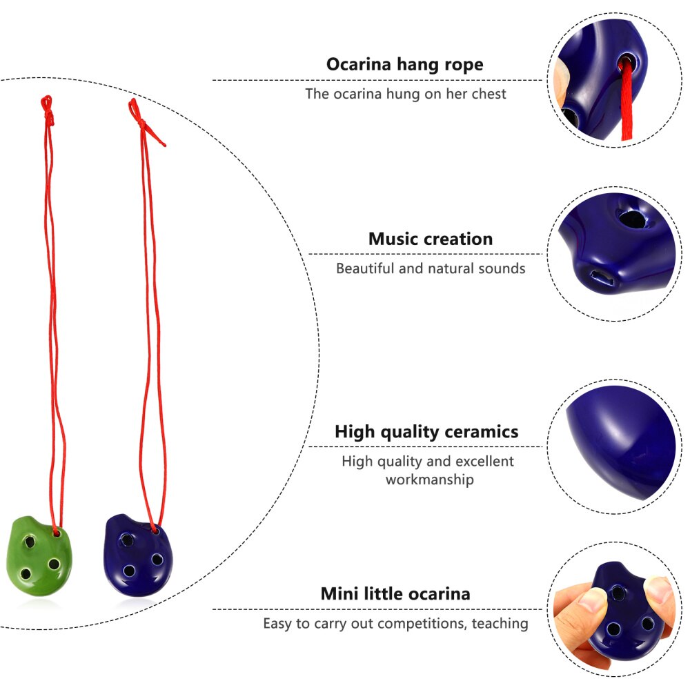 2 Pcs 6 Hole Ocarina Voor Kinderen Beginner Hand Schilderen Alto Ocarina