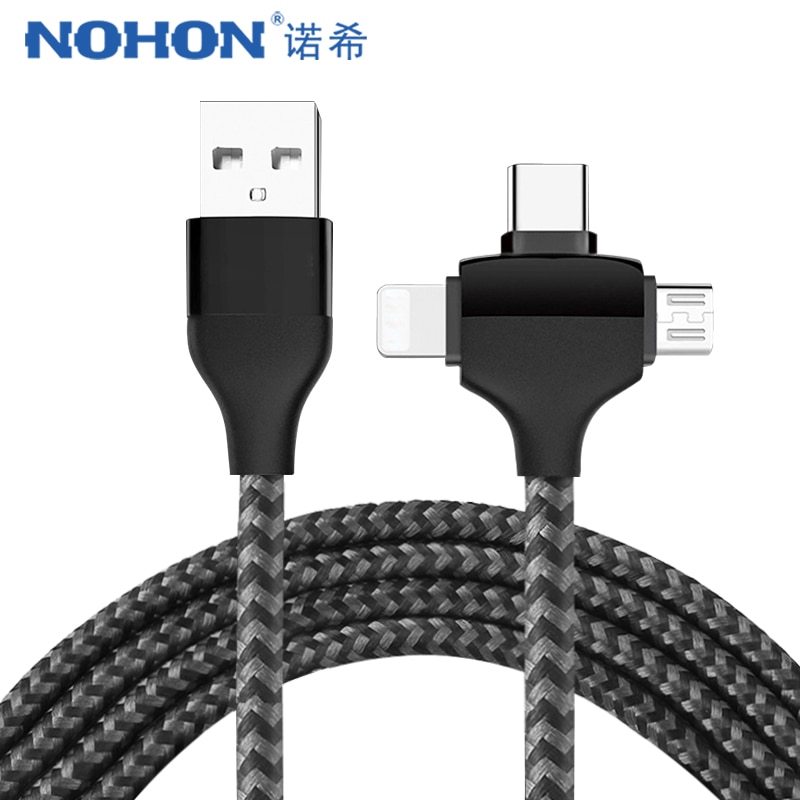 Nohon Universele Usb Opladen Kabel 8 Pin Voor Iphone X Xs Max Xr 8 Micro Usb Type C Android Telefoon charger Cord Voor Samsung Xiaomi