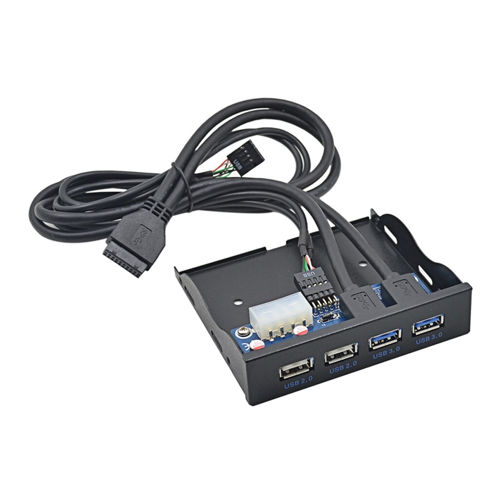 H1111Z-HUB USB 2,0 3,0, de 4 puertos Panel frontal, divisor de concentrador, adaptador de soporte combinado interno para escritorio, Bahía flexible de 3,5 pulgadas