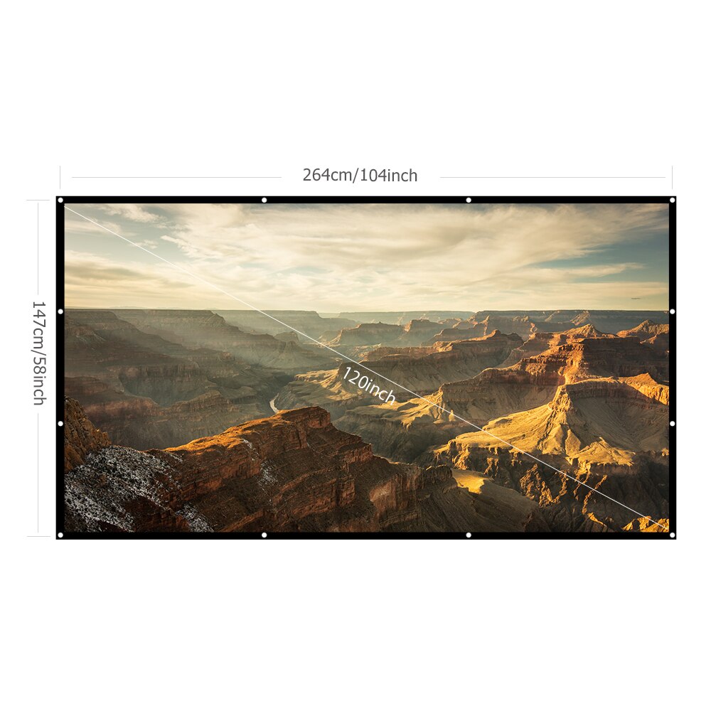 VANYKO 3D HD Projector Screen 100 120 Inches Reflective Fabric Cloth Home Outdoor Office Portable Projection Screens: 120inch