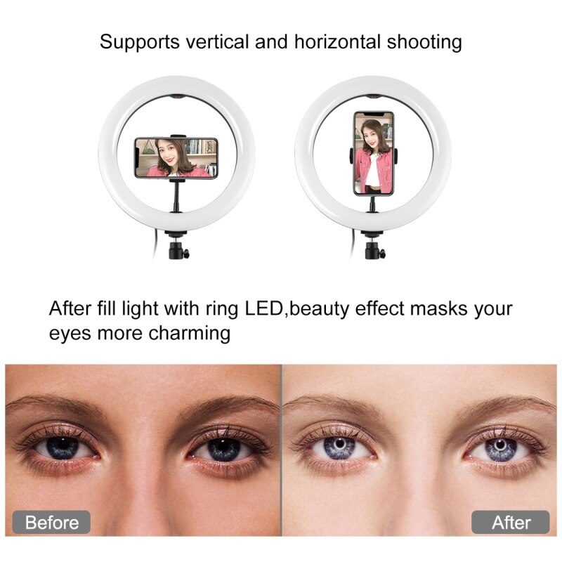 10.2 inch 26cm Ring Lights Curved Surface USB RGBW Dimmable LED Ring Vlogging Photography Video Lights