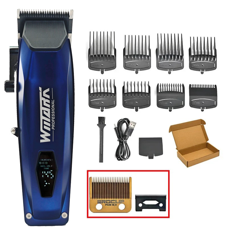 WMARK NG-125 cortapelos eléctrico 7500RPM Motor giratorio cabezal de aceite barbería recortadora para hombre hoja 5 ajustes: Marfíl