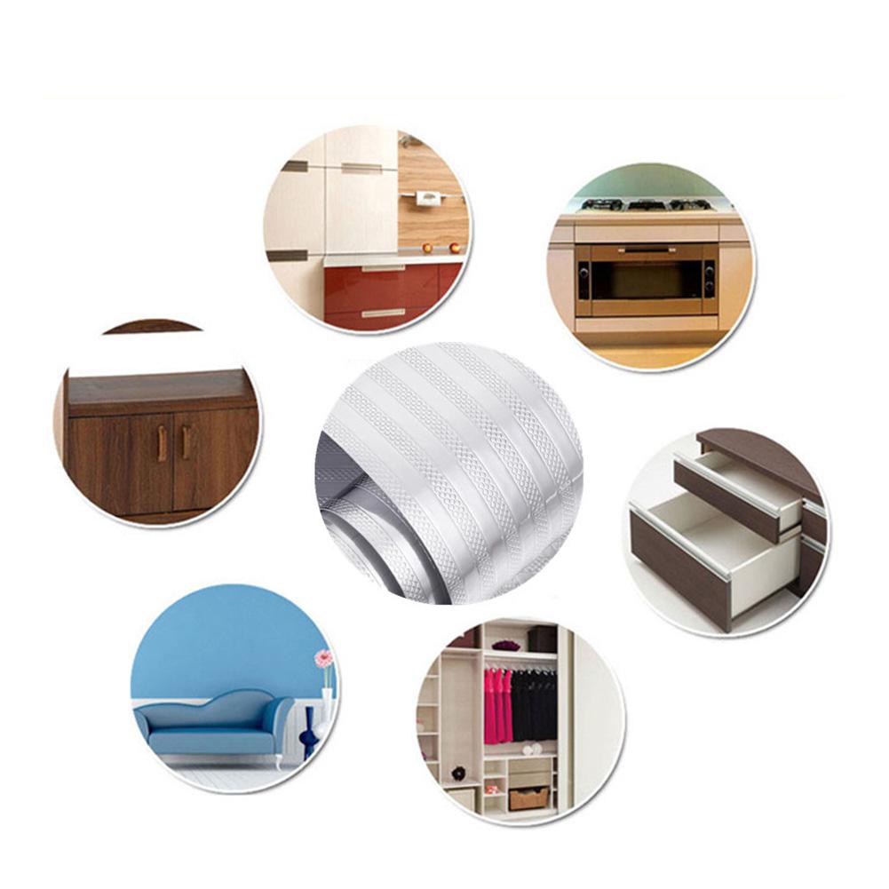 Asypets Zilveren Strepen Oilproof Vochtwerende Aluminiumfolie Sticker Voor Keuken