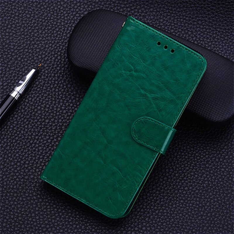 Leder Fall für Xiaomi Redmi 6 Zurück Abdeckung Brieftasche Flip Fall für Xiaomi Redmi 6 Redmi6 Fall für xiaomi redmi 6 Funda Coque: Dark Green