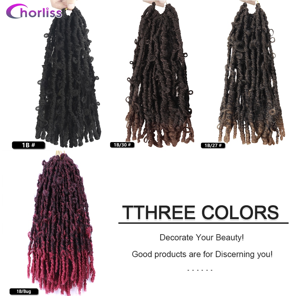 Synthetic Distressed Butterfly Locs Crochet Braids Goddess Pre Looped Bob Locs Pre-Twist Braid Hair For Black Women