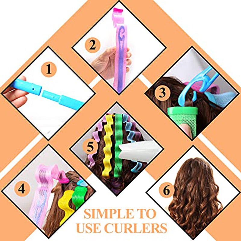 Bigoudi de Cheveux magique 12 Pièces/24 Pièces BRICOLAGE Portable Curling Lrons Vague Curling Lrons Durable De Maquillage De Beauté Curling Styling Outils