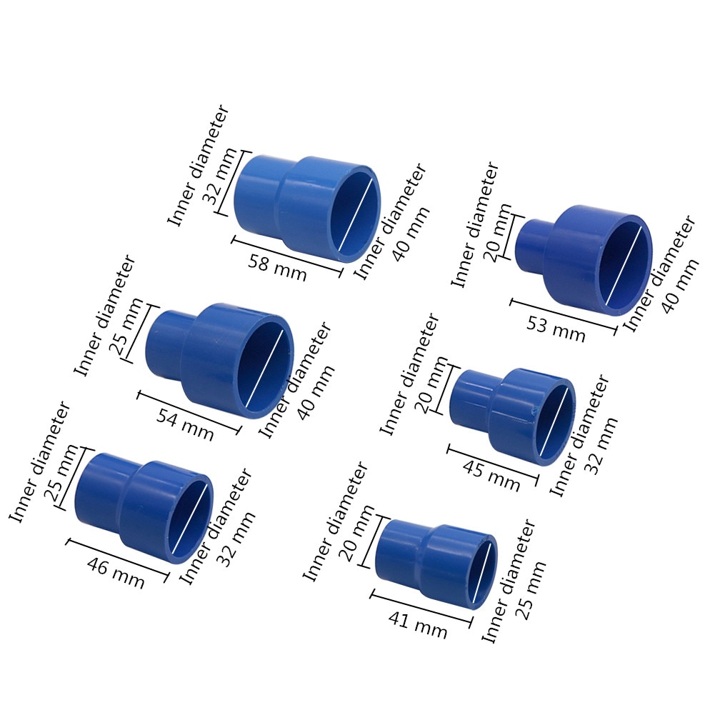 25 a 20mm 40a 32mm 40/32 a 20/25mm conectores reductor directo de PVC adaptador reductor de tubería accesorios de tubería de agua de riego 1 pieza