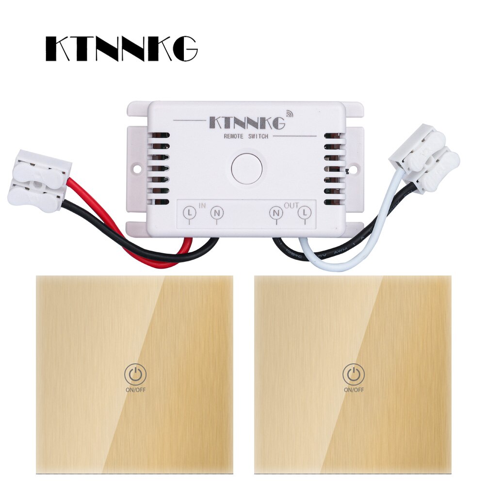 433Mhz 90-250V wall touch sensor switch, general standard lighting switch, crystal glass switching power supply, 1 way switch: kit6