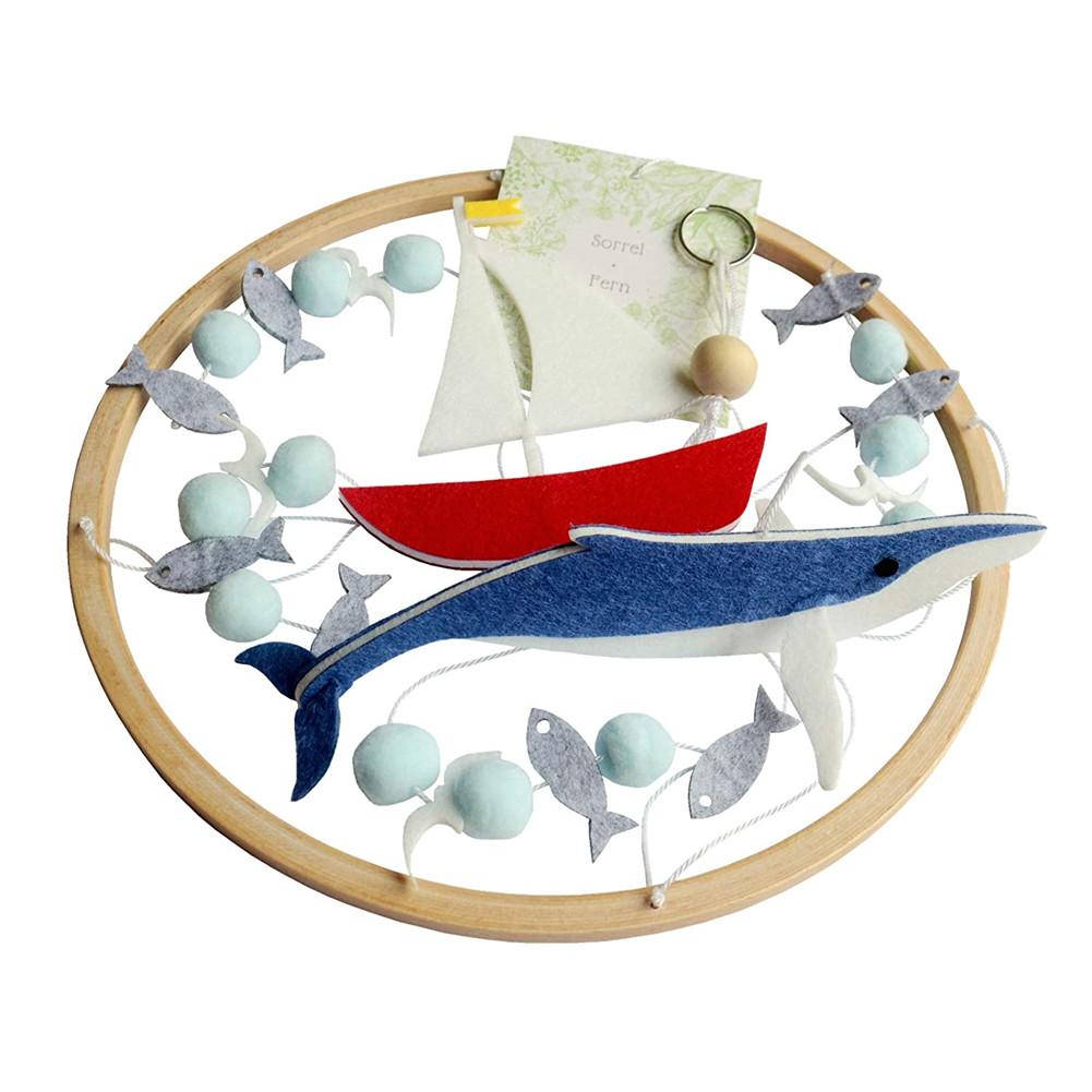 Berceau de bébé Mobile baleine voilier océan bébé douche pépinière décoration fait main tissu trois dimensions ornement
