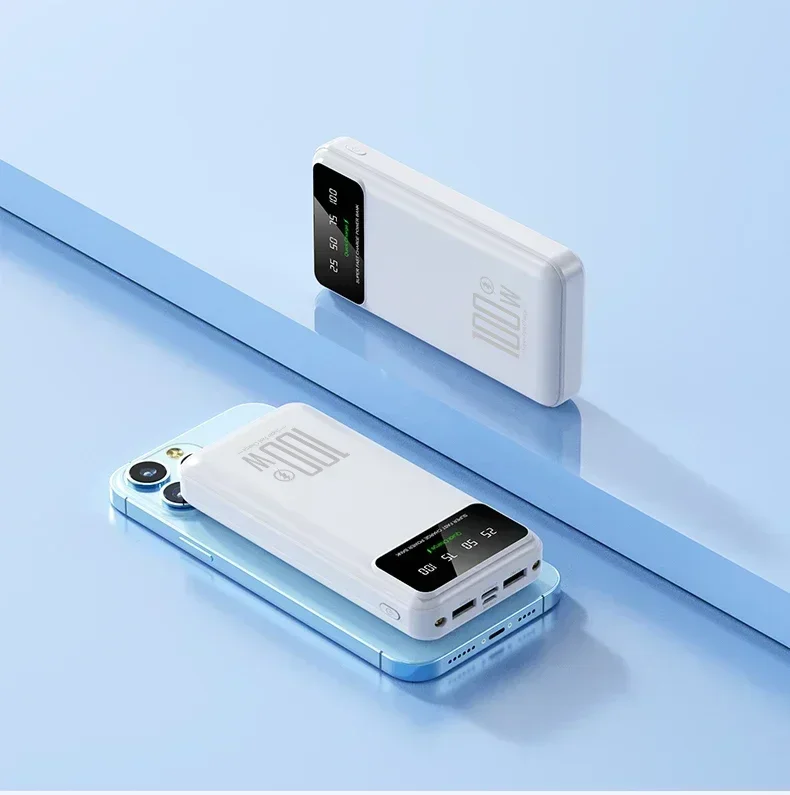 50000mAh haute capacité 100W charge rapide batterie externe chargeur Portable batterie Powerbank pour iPhone: WHITE / 30000mAh