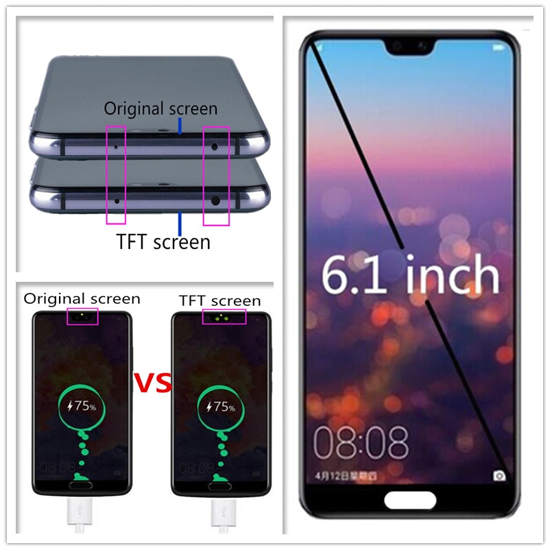 TFT A CRISTALLI LIQUIDI per Huawei P20 pro Schermo LCD tocco Assemblea di Schermo di Ricambio per Huawei P20pro CLT-L09 CLT-L29 LCD