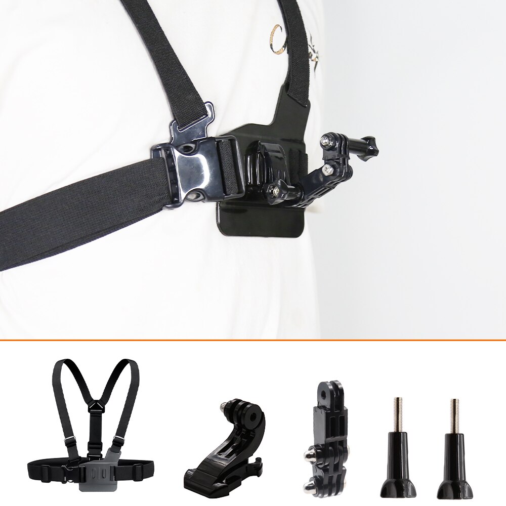 HONGDAK-arnés ajustable para cinturón corporal, montaje en el pecho para Cámara de Acción GoPro Hero 10, 9, 8, 7, EKEN, Smartphone con Clip: Set 5
