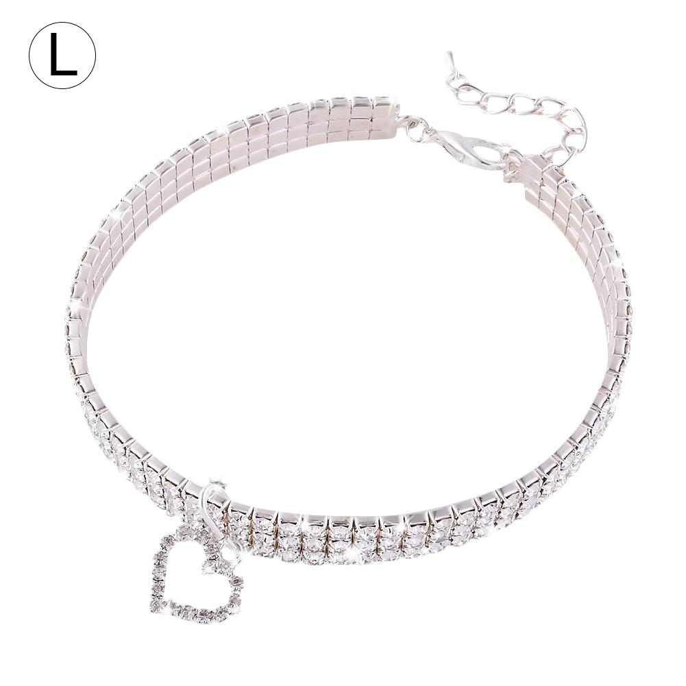 Halskjede til liten hund jente wakeu rhinestone bling krage med bein anheng katt krage: C