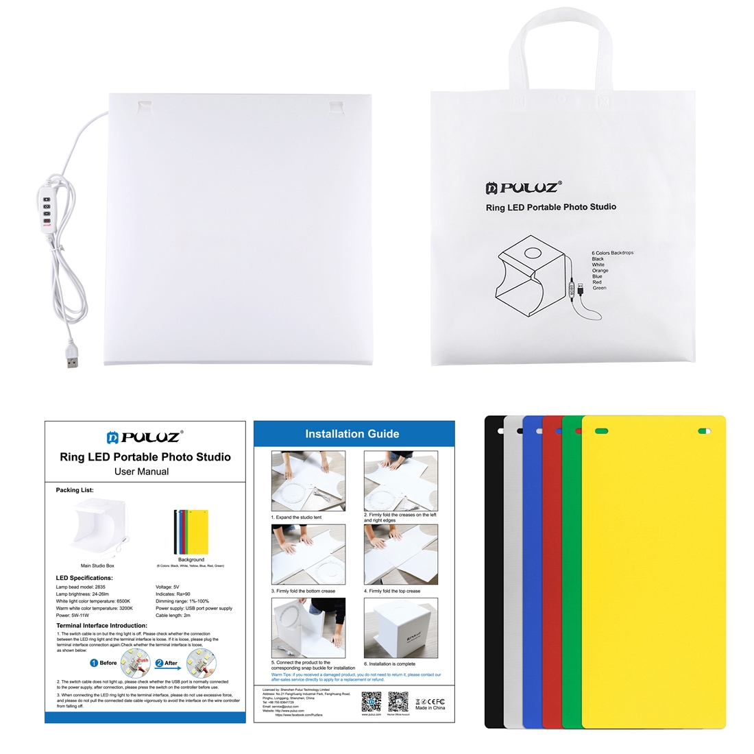 Puluz 30cm faltbare tragbare Ring Licht Foto Beleuchtung Studio Schießen Zelt Kasten Bausatz 6 Farben Hintergrund Foto dimmbare Licht Kasten: Weiß