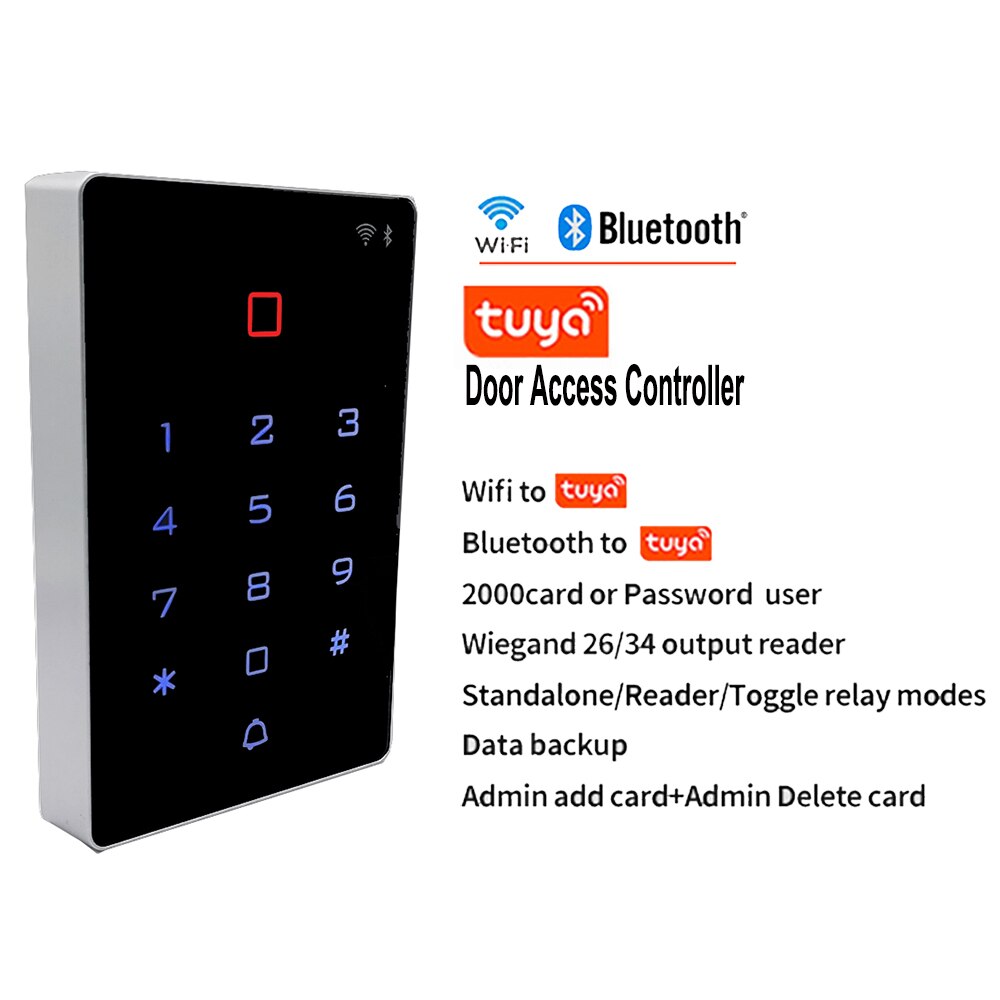 WIFI Tuya Smart Door Lock Access Control System Standalone Touch Keypad RFID Card Door Entry Controller