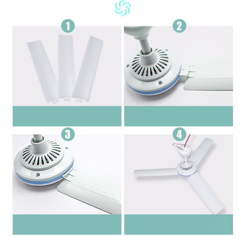 12V-85V 19.6" 6W Ceiling Fan Air Cooling Adjustable Speed Hanging Fan for Bed Home Camping Outdoor Tent Barbecue Picnic