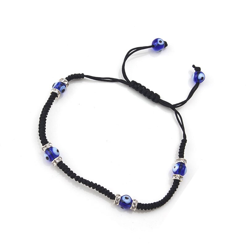 Evil Eye 1Pc Gevlochten Zwart Armband Ronde Trendy Evil Eye Charm Armband Voor Vrouw Man Verjaardag