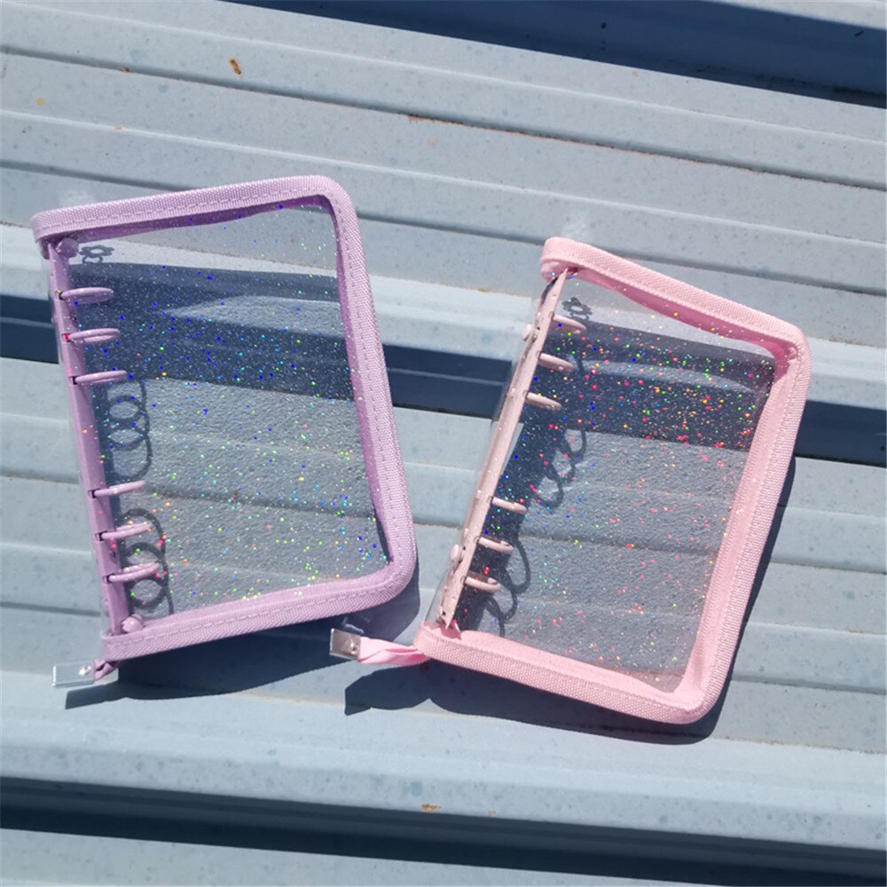 A5 A6 6 Ringband Glitter Rits Pvc Losbladige Notebook Cover Koreaanse Briefpapier Dagboek Journal Notebook School Kantoor levert