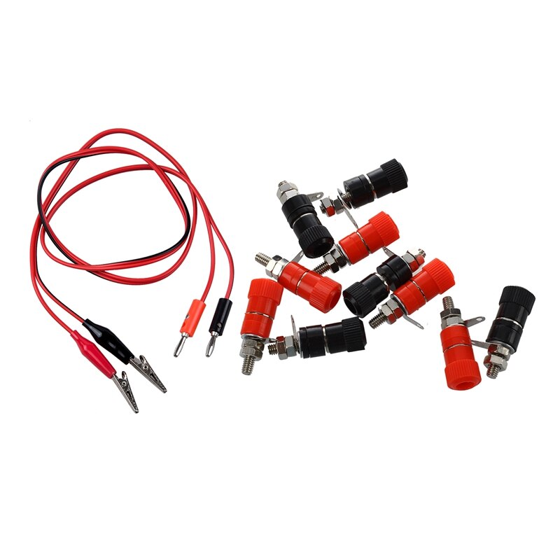 10 Pcs 3.8Mm Thread 4Mm Banana Plug Socket Binding Post Replacement with Alligator Clip To Banana Plug Probe Cable Test Lead 90