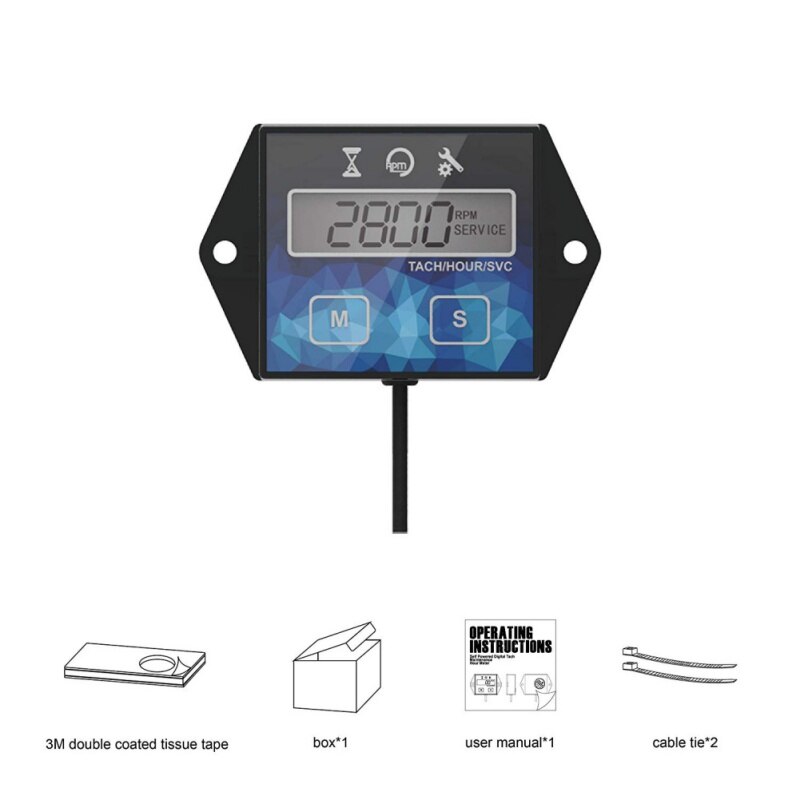 Self Powered Engine Digital Maintenance Tachometer Hour Meter For Lawn Mower Generator Dirtbike Motorcycle