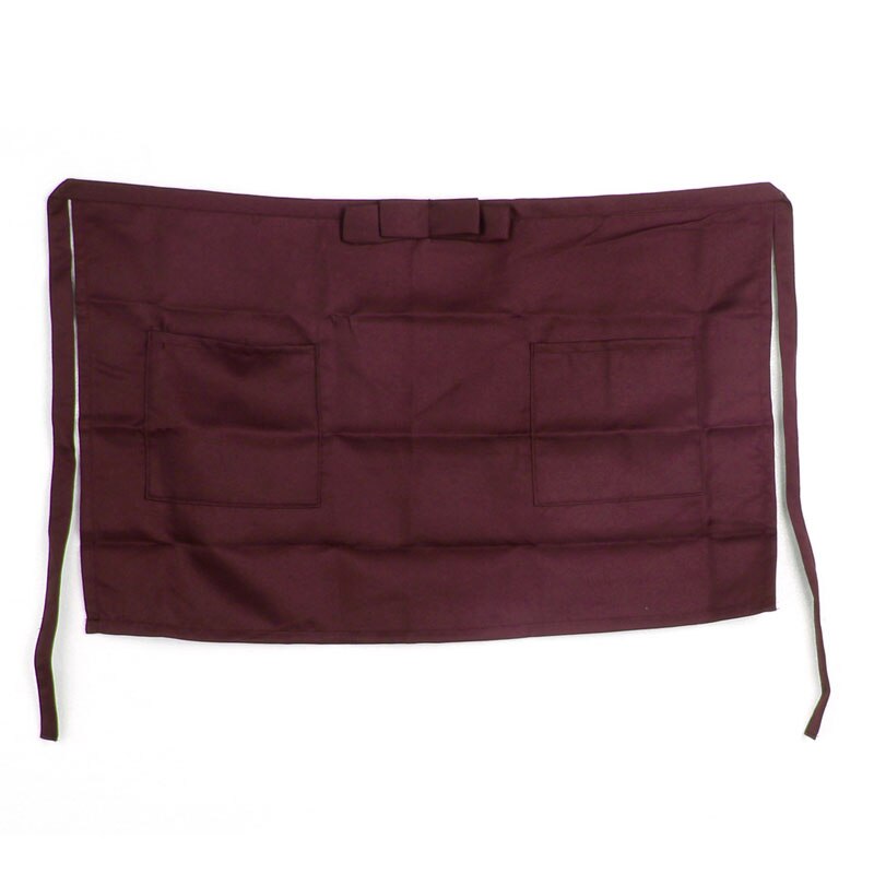 Delantal de media cintura para Bar, Pub, cocina, de algodón, 6 colores, para camarero, camarera: Borgoña