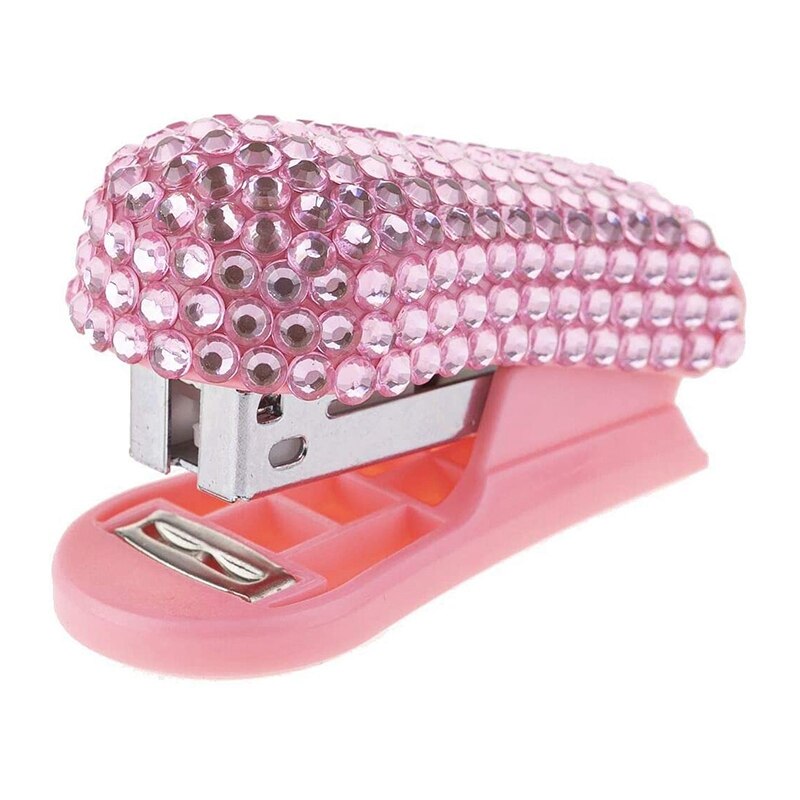 Mini Stapler Diamond-Encrusted Mini Stapler Sticker Small Stapler Pink Stapler Office Stationery Student Supplies: Default Title