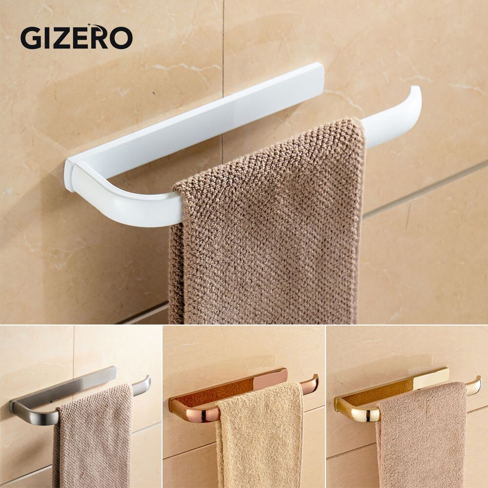 GIZERO Bathroom Towel Rack Solid Brass Towel Bar Antique/Chrome/Brush/Golden Towel Holder Hanger Wall Mounted ZR2225