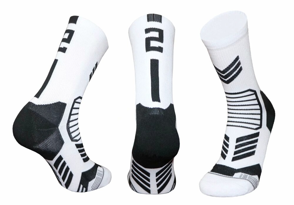 Freies kollokation 0-9 anzahl Basketball Socken Dicke Sport Radfahren Socken Nicht-rutsch Langlebig Skateboard Handtuch Boden Socken: 2 white 1pcs