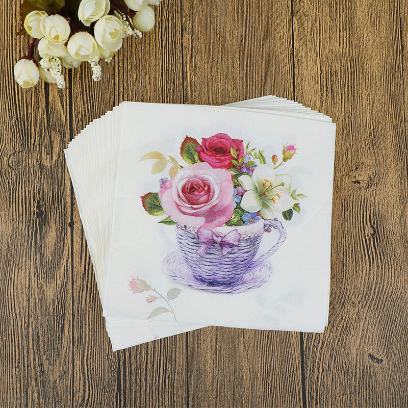 20 Stks/zak Rose Thee Servetten Patroon Decoupage Servet Papieren Tissue Voor Xmas Wedding Decor Party Tafel Levert