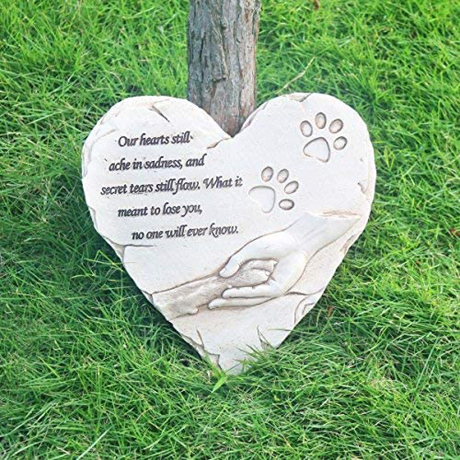 Pet Memorial Stone Paw Print Dog Grave Marker Cat Backyard Headstone