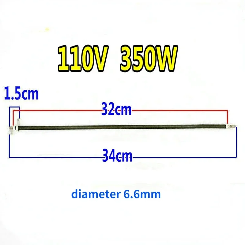 1 unidad de repuesto de elemento calefactor de horno eléctrico de acero inoxidable 110V 300W-425W para piezas de reparación de tubo calefactor de horno eléctrico: Rojo