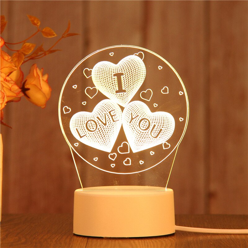 Veilleuse 3D pour chambre à coucher, arbre de noël, motif d&#39;amour, Elk, , d&#39;anniversaire, jouet pour bébé