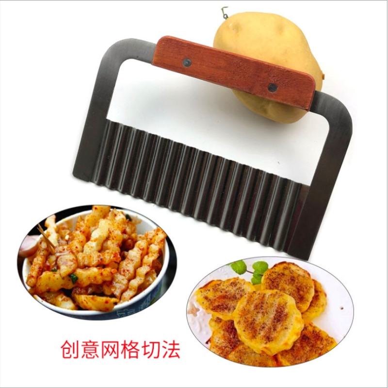 Keuken Snijplank - Roestvrij Staal - Aardappel Ui Snijder Mes - Gegolfd Gadget Gereedschap - Fruit & Groente Snijder