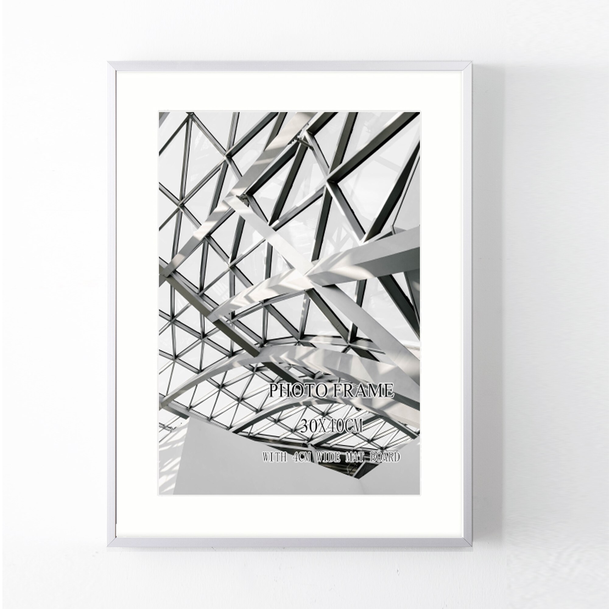 Aluminum wall photo frame with mat board 30x40cm A3 matt black silver and gold metal picture frame: silver / 30x40cm