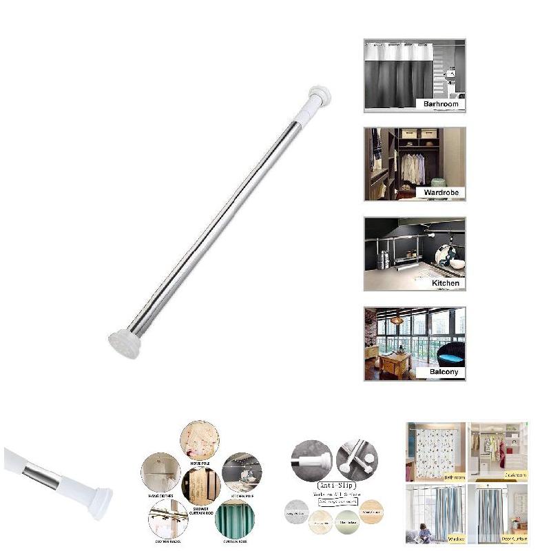 Barra de tensión para Cortina de ducha, varilla ajustable, muelle de tensión, fácil de instalar, varilla elástica, percha para varilla, productos de baño XH8Z NO06