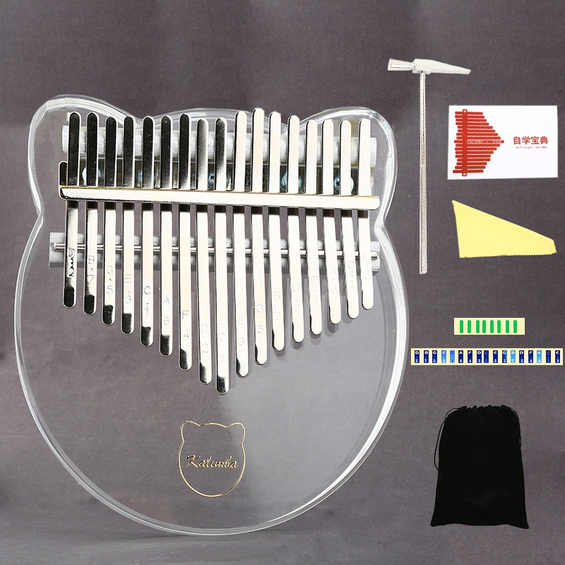 Kalimba de 17 teclas, Piano de pulgar acrílico, 17 teclas, instrumento de teclado transparente Mbira