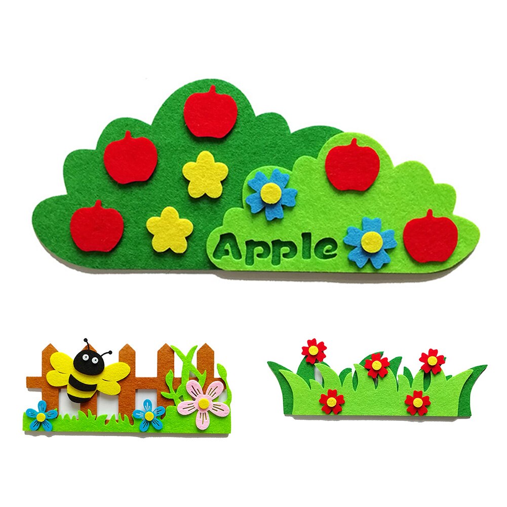 9 Sets Kids DIY Felt Garden Fence Craft Wall Stickers Kindergarten Decoration Intelligence Develop Toys