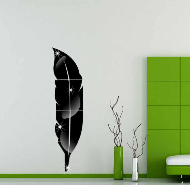 Bedroom Wall Paste Mirror Wall Paste Feather Fitti... – Grandado