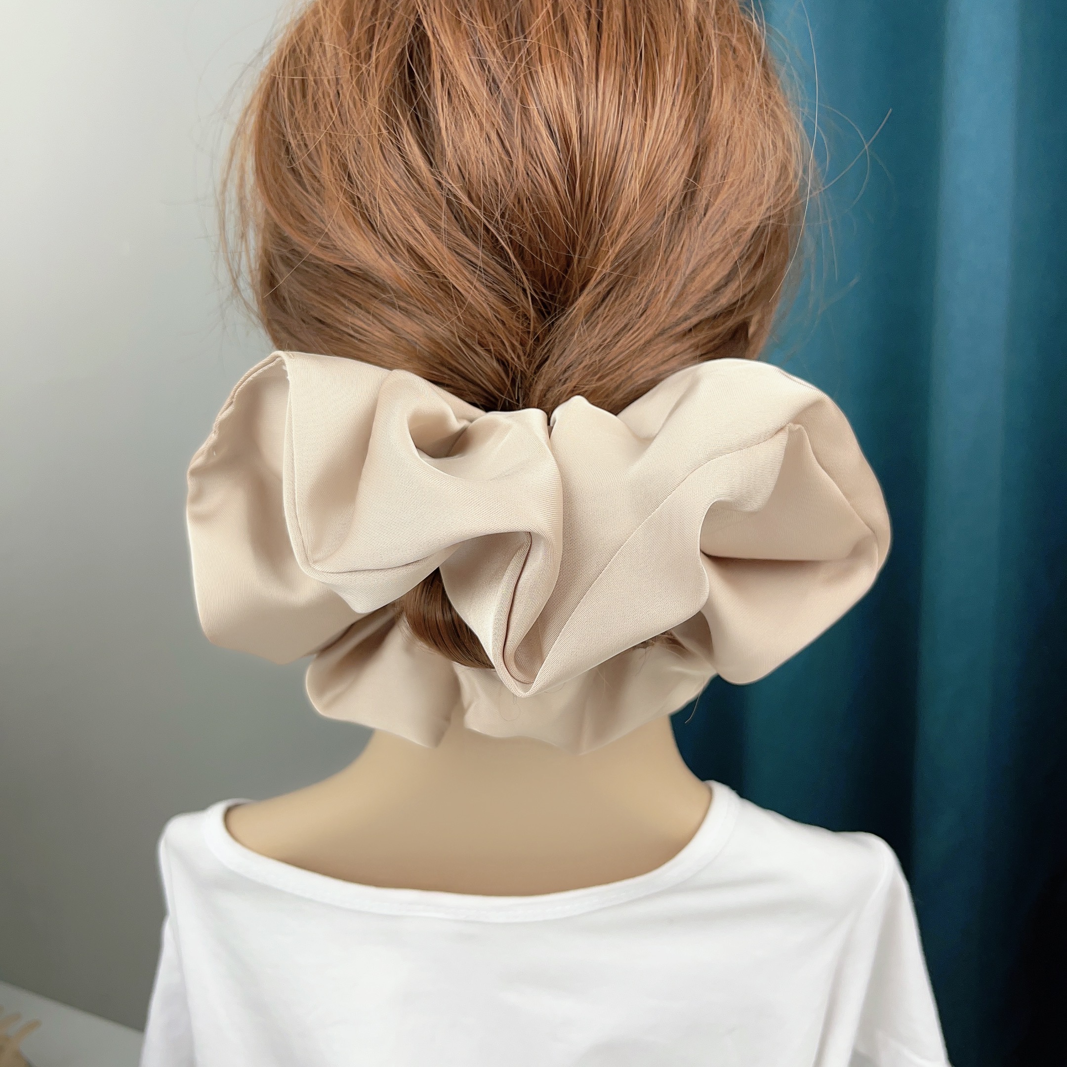Scrunchies elásticos de seda sólida de gran tamaño para el cabello para mujeres y niñas, coletas de satén grandes, lazos para el cabello, bandas de goma, accesorios para el cabello,