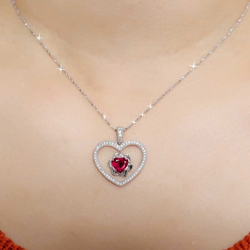 Reddito alla moda, squisita romantica collana a forma di cuore rosa, pendente a forma di cuore rosa, amore perfetto è un regalo per le ragazze