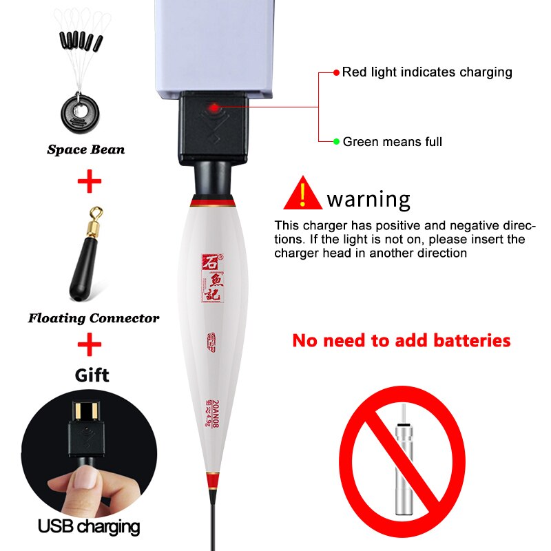 Jiuyu ai smart ledet karpe fiske flottør tyngdekraftssensor fisk bite minne bødu glødende elektrisk nattfiske flyte usb lader