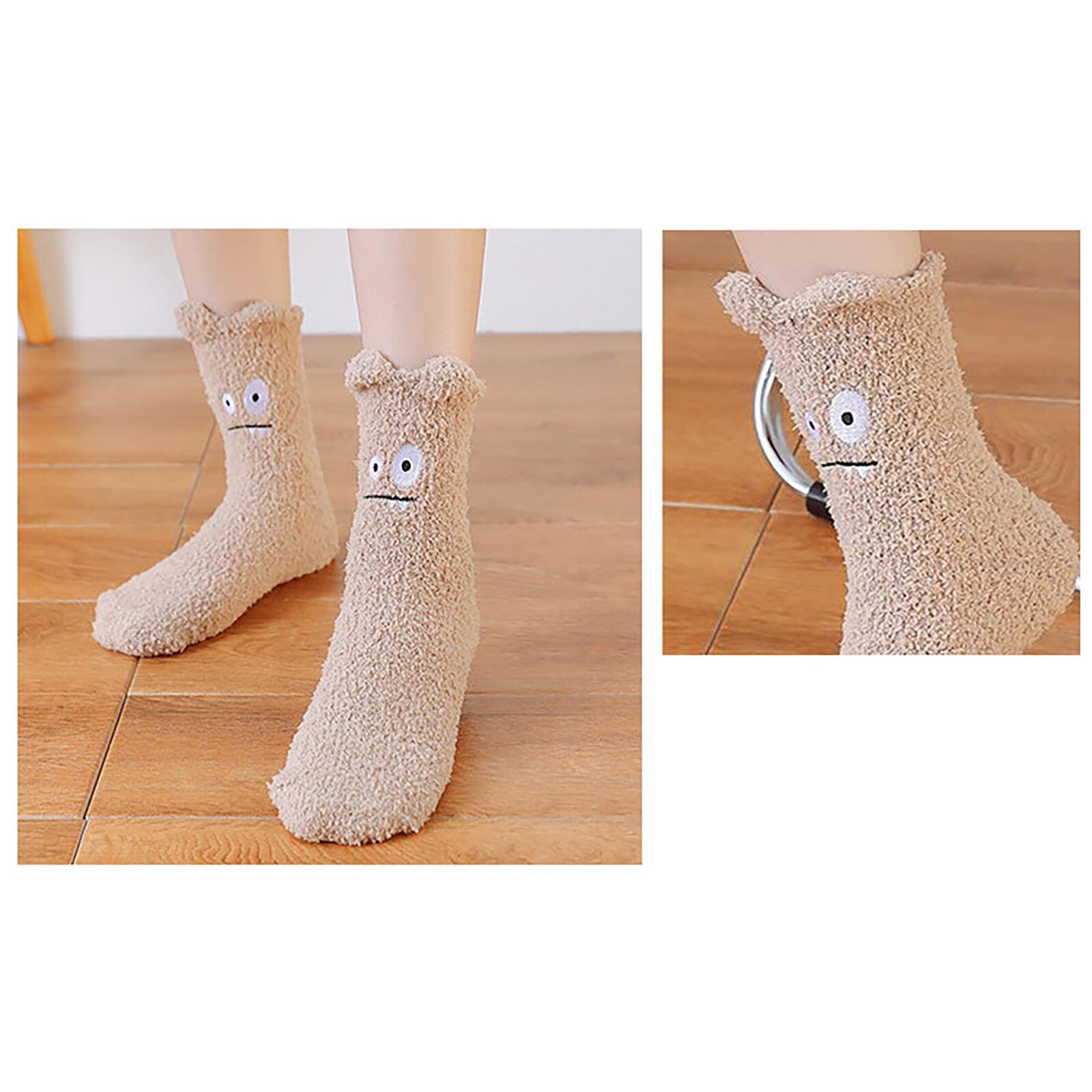 Chaussettes en molleton pour femmes, mignonnes, épaisses, chaudes, pour dormir au sol, pour la maison, c50