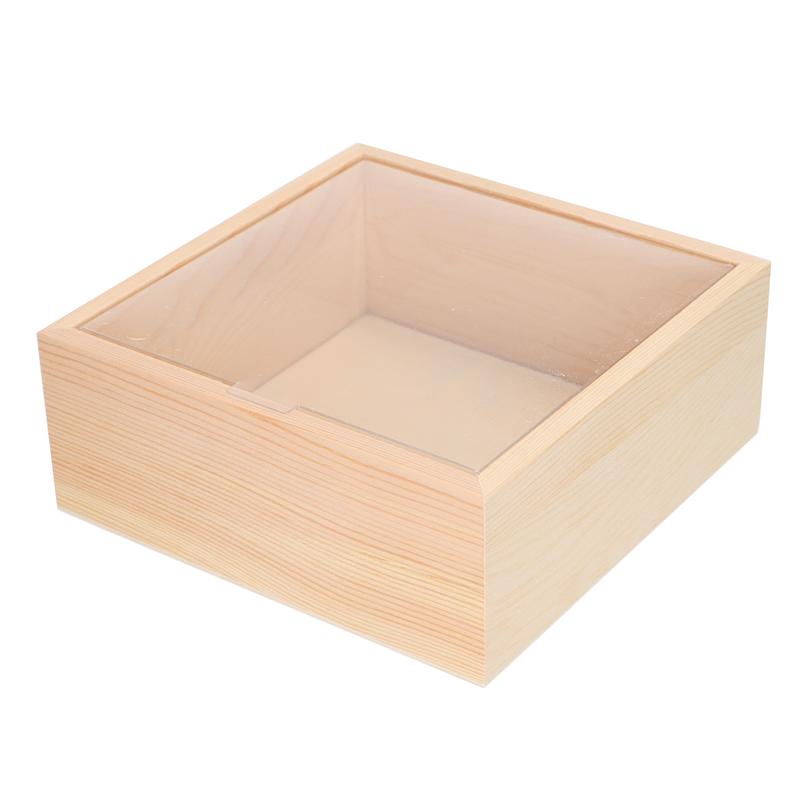Caja de almacenamiento de madera con de ventana, caja de madera para guardar jabón, flor, , 1 unidad