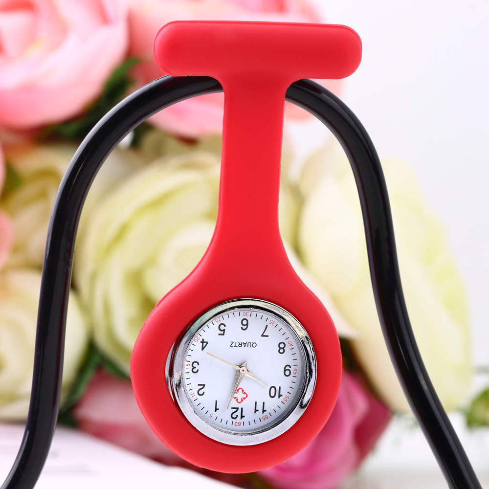 1 stk mini bærbar silikone læge sygeplejersker lomme fob ur flere farver broche pin vedhæng 5 farver søde sygeplejerske ur: 1