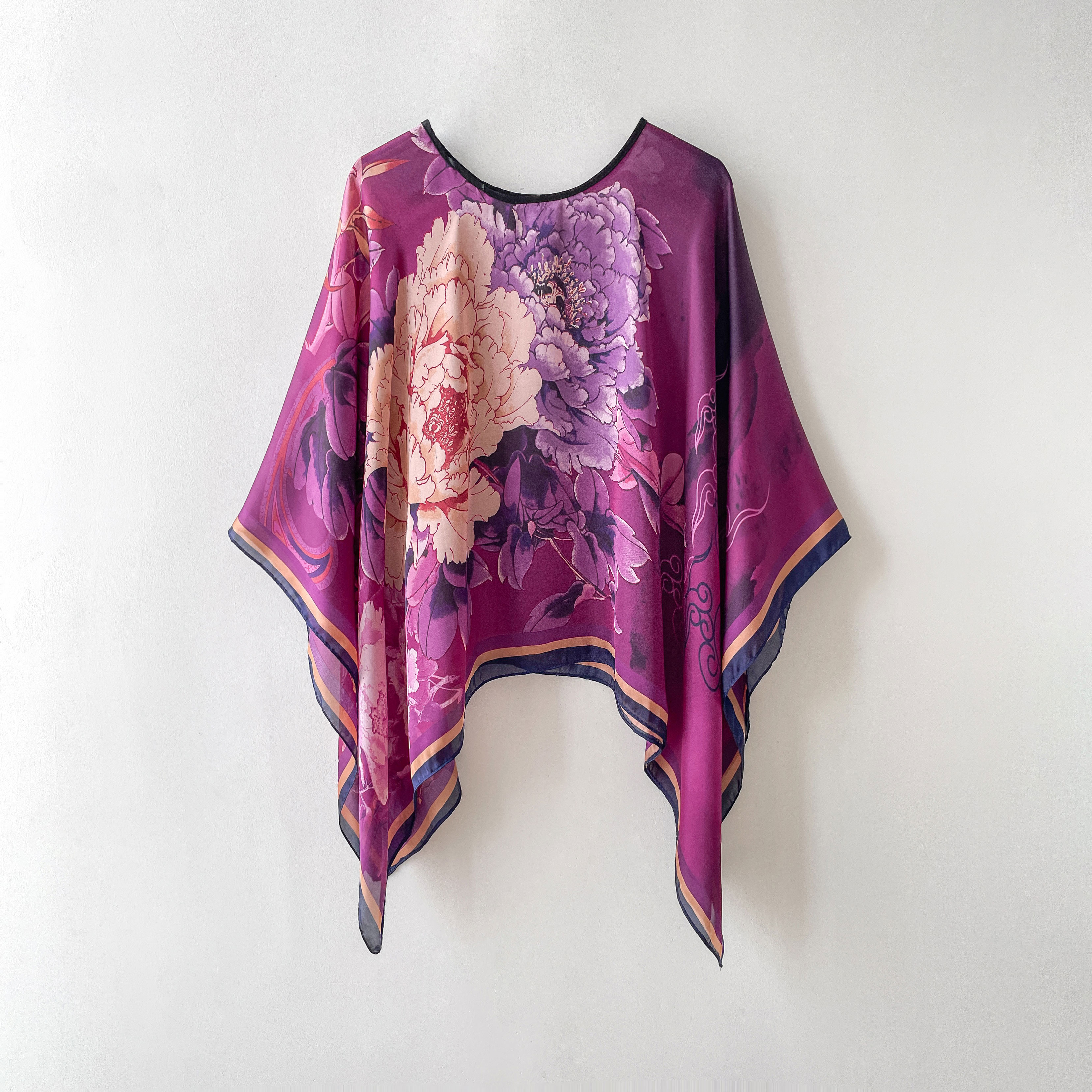 Lenço de seda quadrado estampado para mulheres, moda feminina, xale de viagem à beira-mar, temperamento elegante, cachecol feminino, 110x110 cm: ROXO
