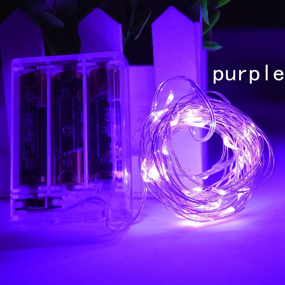 4M 5M 40/50 LED Starry String battery Powered Lights Fairy Micro LED Transparent Copper Wire for Party Christmas Wedding lights: Purple / 4M