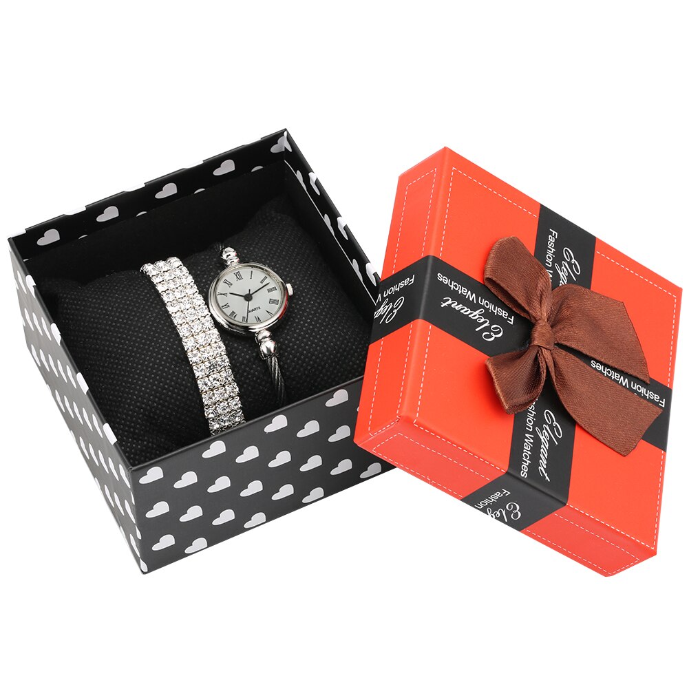 Frauen Uhren Armreif & Armbinde Uhr einstellen Kleine Zifferblatt Stahl Armreif Uhr Armbinde Luxus Damen Relgio Feminino