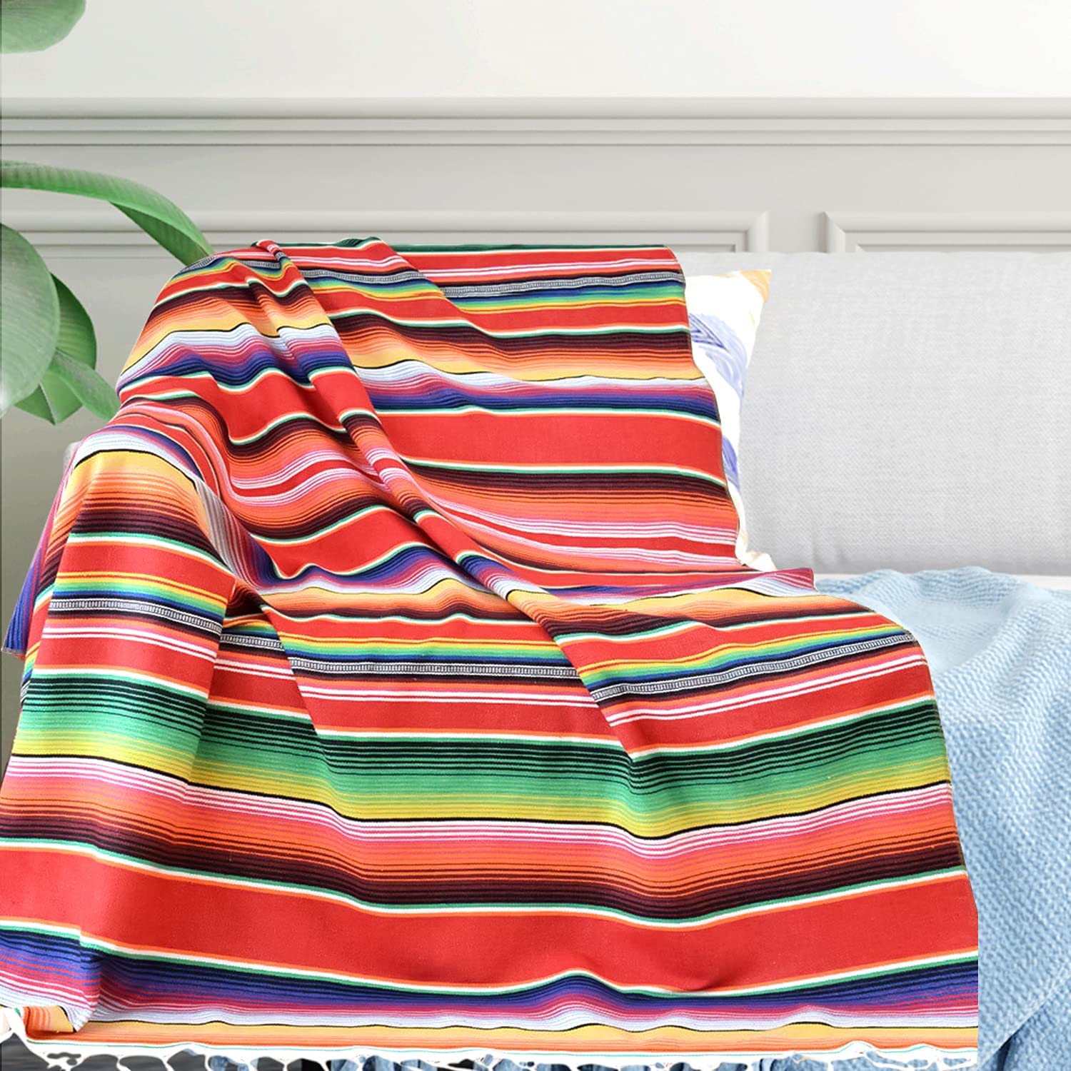 Regenbogen Tabelle Läufer Streifen Tabelle Läufer mit Quaste Mexikaner Tischdecke Pro Hochzeit Party Baumwolle Tischdecke Flagge 35x213cm
