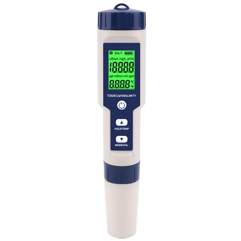 Monitor Digital de del agua 5 en 1, TDS/EC/PH/salinidad/temperatura, probador para piscinas, agua potable, acuarios