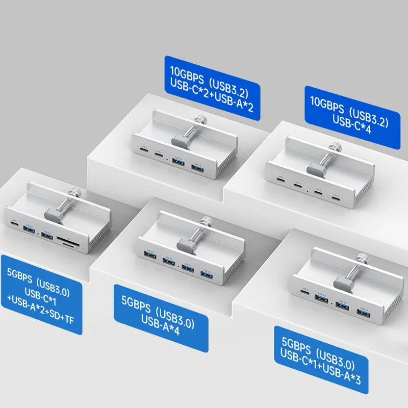 10Gbps HUB Clamp Clip USB 3.2 3.0 2.0 Splitter Adapter Zewnętrzna stacja dokująca Multi Do iMac MacbookPro Akcesoria do komputerów stacjonarnych